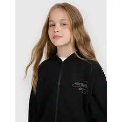 4F bluza dresowa dla dziewczynek rozpinana 4FJWAW25TSWSF1941 czarny