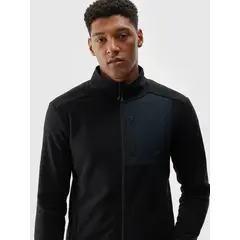4F bluza polarowa męska z kieszonką na klatce 4FWAW25TFLEM414 czarny