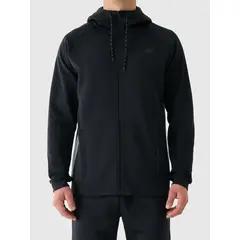 4F bluza męska treningowa zapinana z wykończeniem szybkoschnącym 4FWAW25TFSWM587 czarny