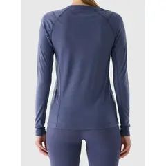 4F bluzka damska z długim rękawem z wełny merino 4FWAW25TFLOF433 niebieski