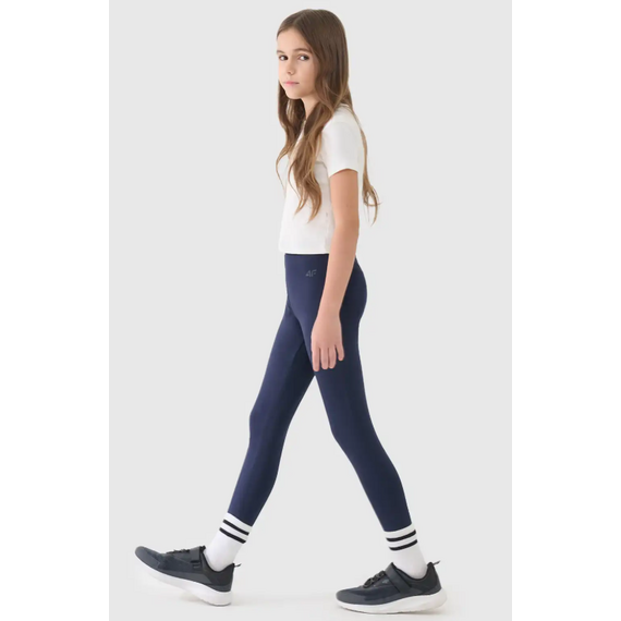 4F legginsy dziecięce bawełniane 4FJWMM00TTIGF220 granatowe