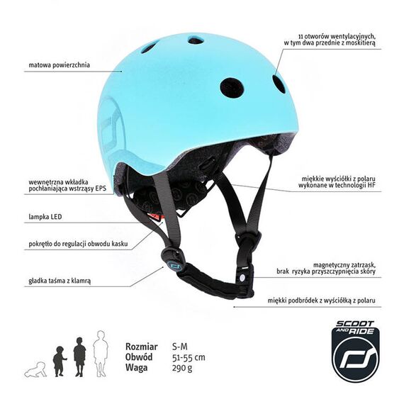 SCOOTANDRIDE Kask S-M dla dzieci 3+ niebieski