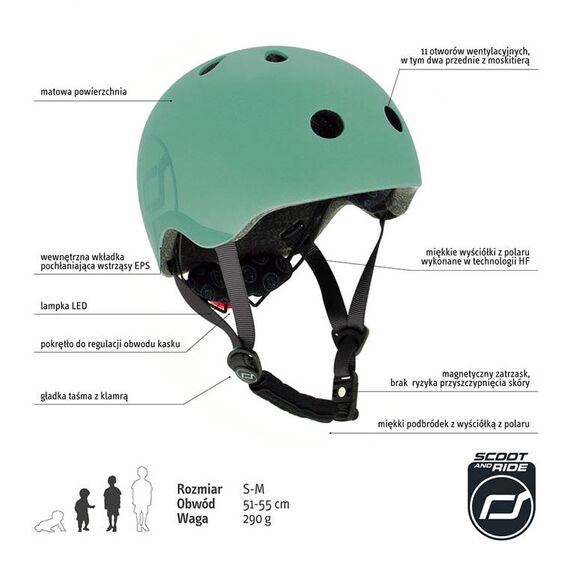 SCOOTANDRIDE Kask S-M dla dzieci 3+ zielony