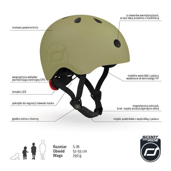 SCOOTANDRIDE Kask S-M dla dzieci 3+ zielony