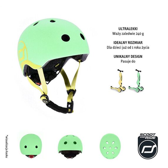 SCOOTANDRIDE Kask XXS-S dla dzieci 1-5 lat zielony
