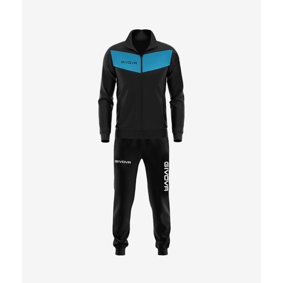 GIVOVA dres sportowy męski komplet bluza i spodnie Triacetato czarny/niebieski