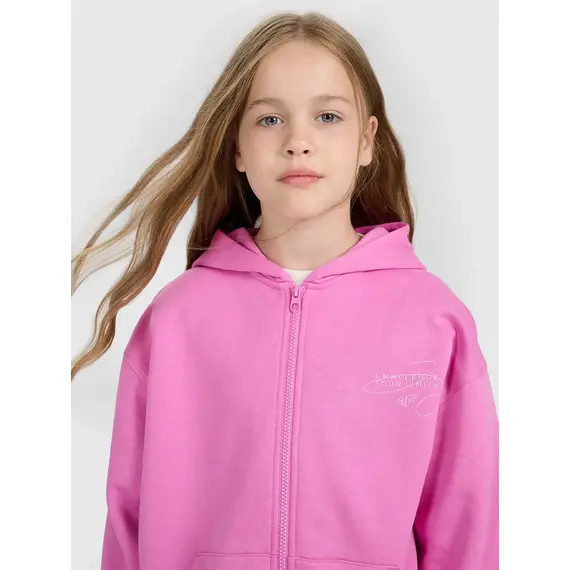 4F bluza dresowa dla dziewczynek rozpinana 4FJWAW25TSWSF1941 różowy