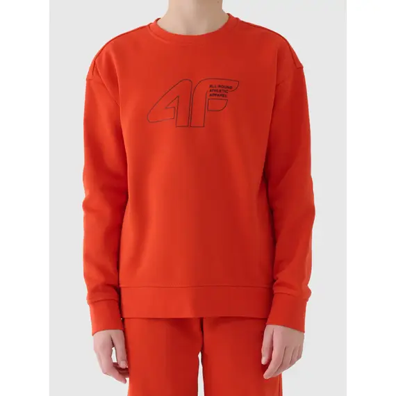 4F bluza dresowa chłopięca bez kaptura 4FWAW25TSWSM1960 czerwony