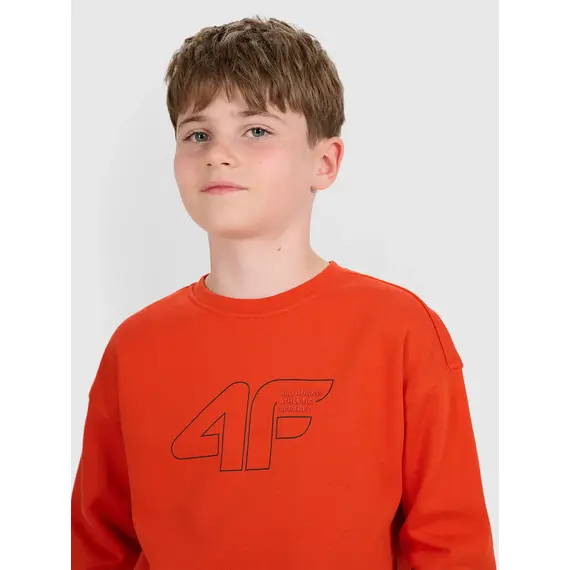 4F bluza dresowa chłopięca bez kaptura 4FWAW25TSWSM1960 czerwony