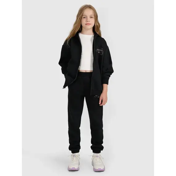 4F bluza dresowa dla dziewczynek rozpinana 4FJWAW25TSWSF1941 czarny