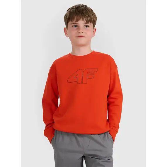 4F bluza dresowa chłopięca bez kaptura 4FWAW25TSWSM1960 czerwony