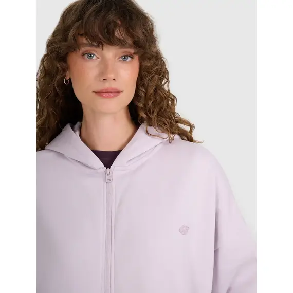 4F bluza damska z kapturem na zamek 4FWAW25TSWSF1886 fioletowy