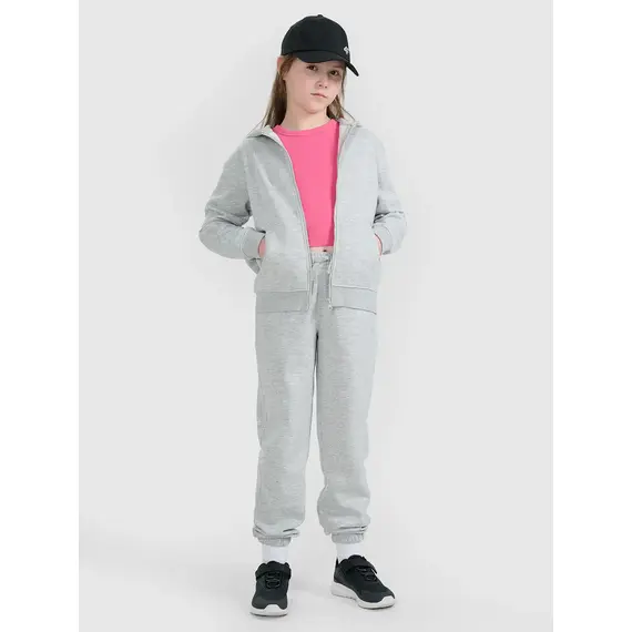 4F bluza dla dziewczynki rozpinana z kapturem 4FJWMM00TSWSF1861 szary