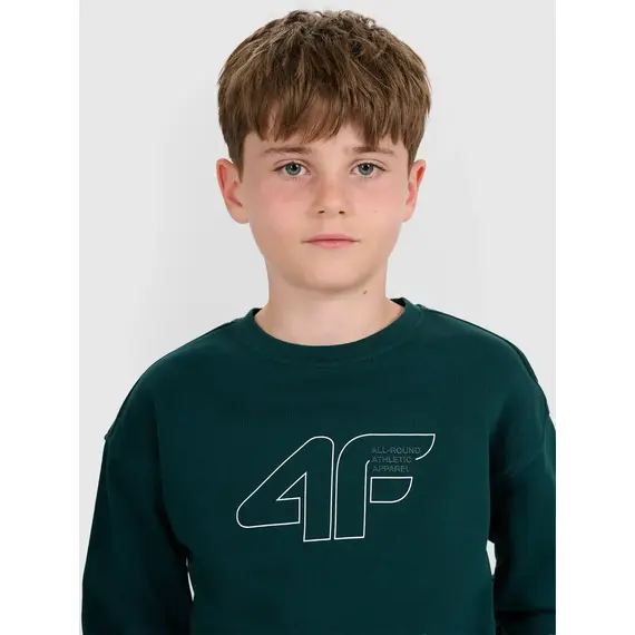 4F bluza dresowa chłopięca bez kaptura 4FWAW25TSWSM1960 zielony