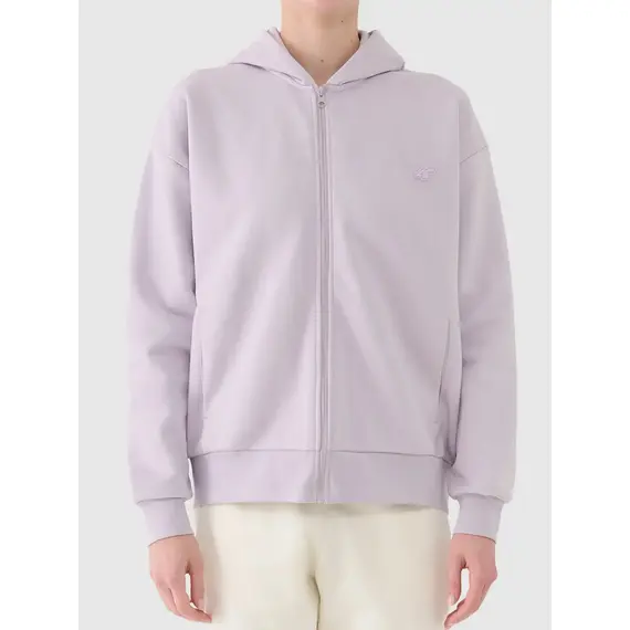 4F bluza damska z kapturem na zamek 4FWAW25TSWSF1886 fioletowy