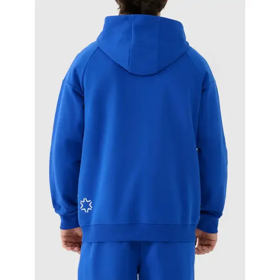 4F bluza dresowa chłopięca z kapturem 4FWAW25TSWSM1946 niebieski