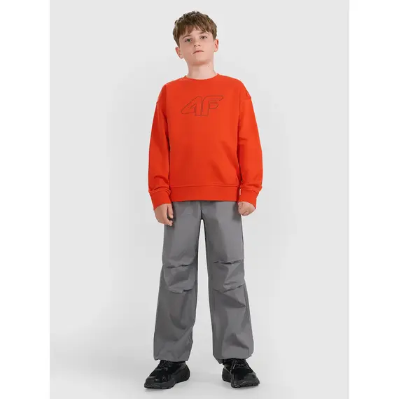 4F bluza dresowa chłopięca bez kaptura 4FWAW25TSWSM1960 czerwony