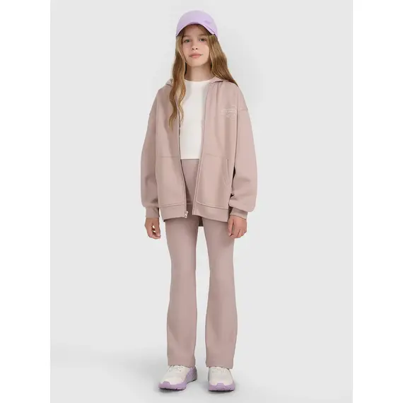 4F bluza dresowa dla dziewczynek rozpinana 4FJWAW25TSWSF1941 beżowy