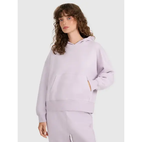 4F bluza dresowa damska z kapturem 4FWAW25TSWSF1887 fioletowy