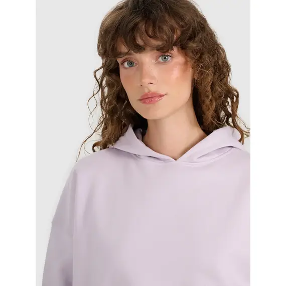 4F bluza dresowa damska z kapturem 4FWAW25TSWSF1887 fioletowy