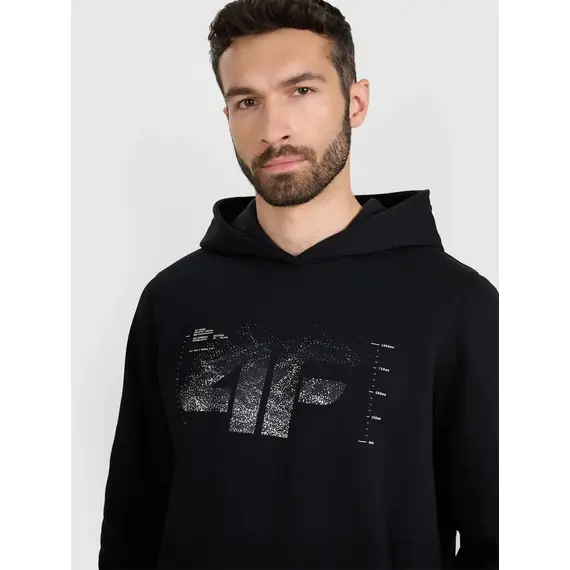 4F bluza męska z kapturem bawełniana 4FWAW25TSWSM1904 czarny