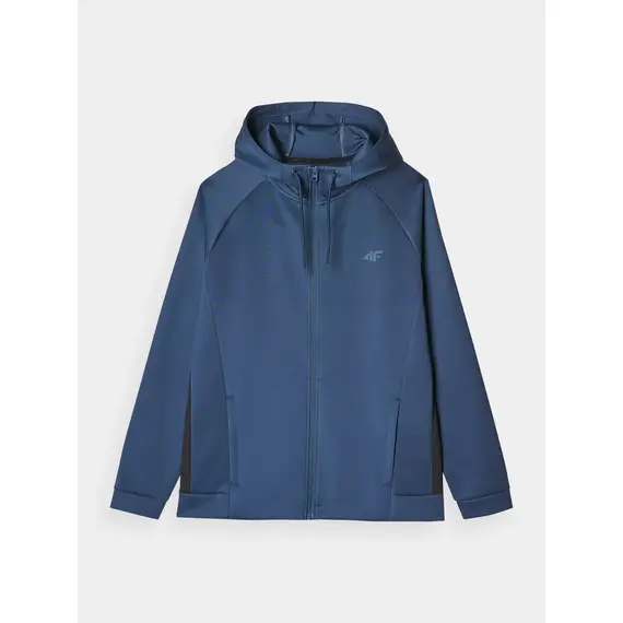 4F bluza męska treningowa zapinana z wykończeniem szybkoschnącym 4FWAW25TFSWM587 niebieski