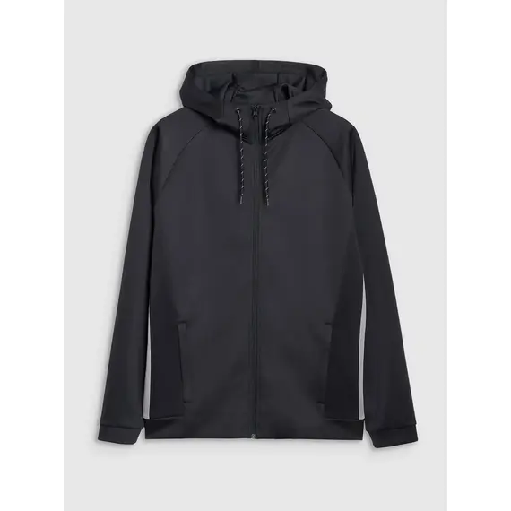 4F bluza męska treningowa zapinana z wykończeniem szybkoschnącym 4FWAW25TFSWM587 czarny