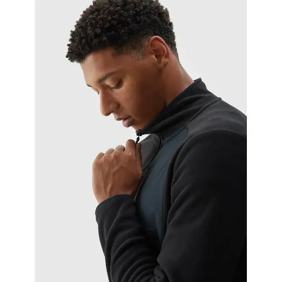 4F bluza polarowa męska z kieszonką na klatce 4FWAW25TFLEM414 czarny