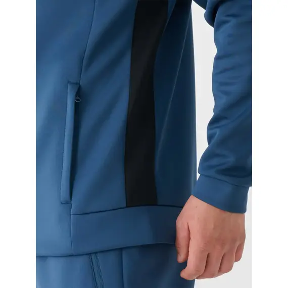 4F bluza męska treningowa zapinana z wykończeniem szybkoschnącym 4FWAW25TFSWM587 niebieski