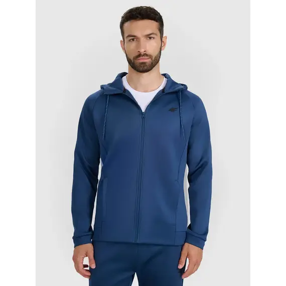 4F bluza męska treningowa zapinana z wykończeniem szybkoschnącym 4FWAW25TFSWM587 niebieski
