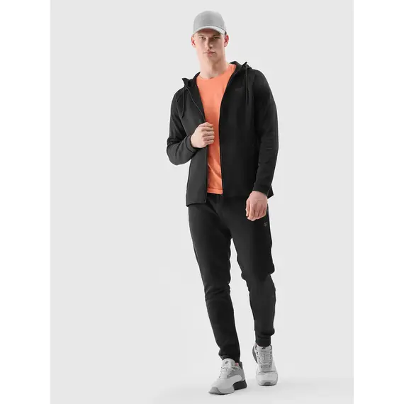 4F bluza męska treningowa zapinana z wykończeniem szybkoschnącym 4FWAW25TFSWM587 czarny