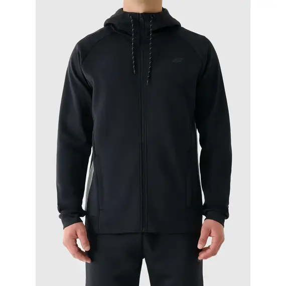 4F bluza męska treningowa zapinana z wykończeniem szybkoschnącym 4FWAW25TFSWM587 czarny