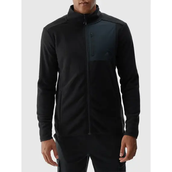 4F bluza polarowa męska z kieszonką na klatce 4FWAW25TFLEM414 czarny
