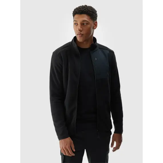 4F bluza polarowa męska z kieszonką na klatce 4FWAW25TFLEM414 czarny