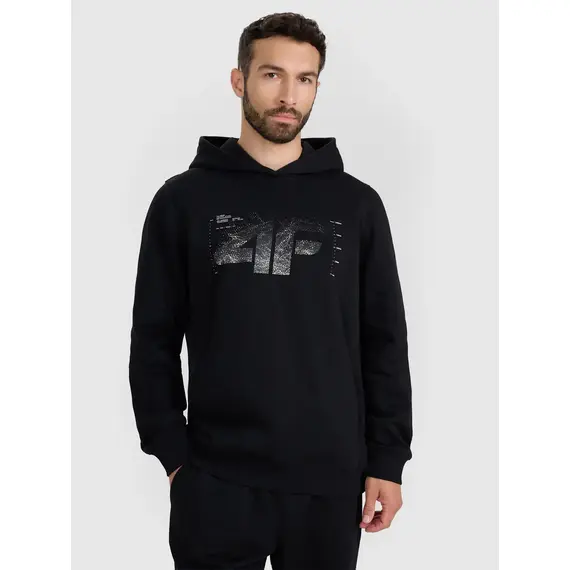 4F bluza męska z kapturem bawełniana 4FWAW25TSWSM1904 czarny