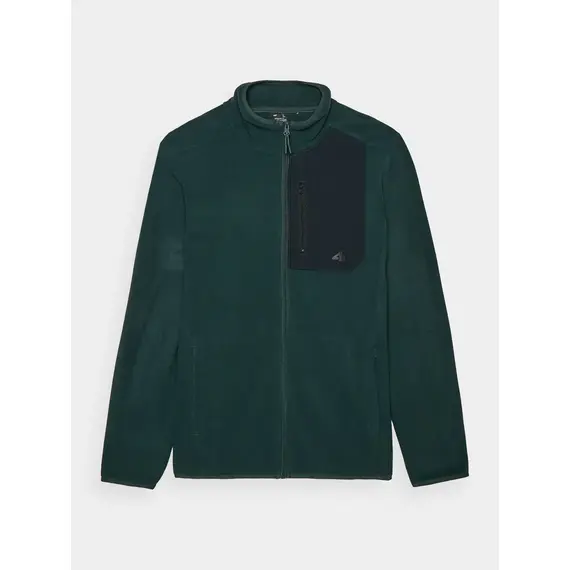 4F bluza polarowa męska z kieszonką na klatce 4FWAW25TFLEM414 zielony