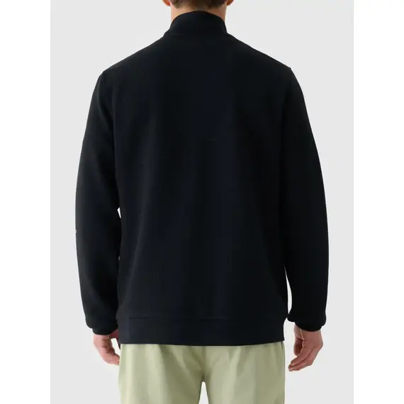 4F bluza z dzianiny o waflowym splocie z zamkiem 1/3  4FWAW25TSWSM1930 czarny