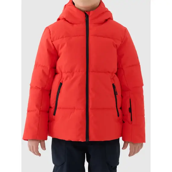 4F kurtka puchowa chłopięca pikowana narciarska 4FJWAW25TTJAM0822 czerwony